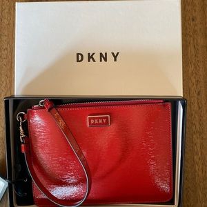 DKNY red wristlet